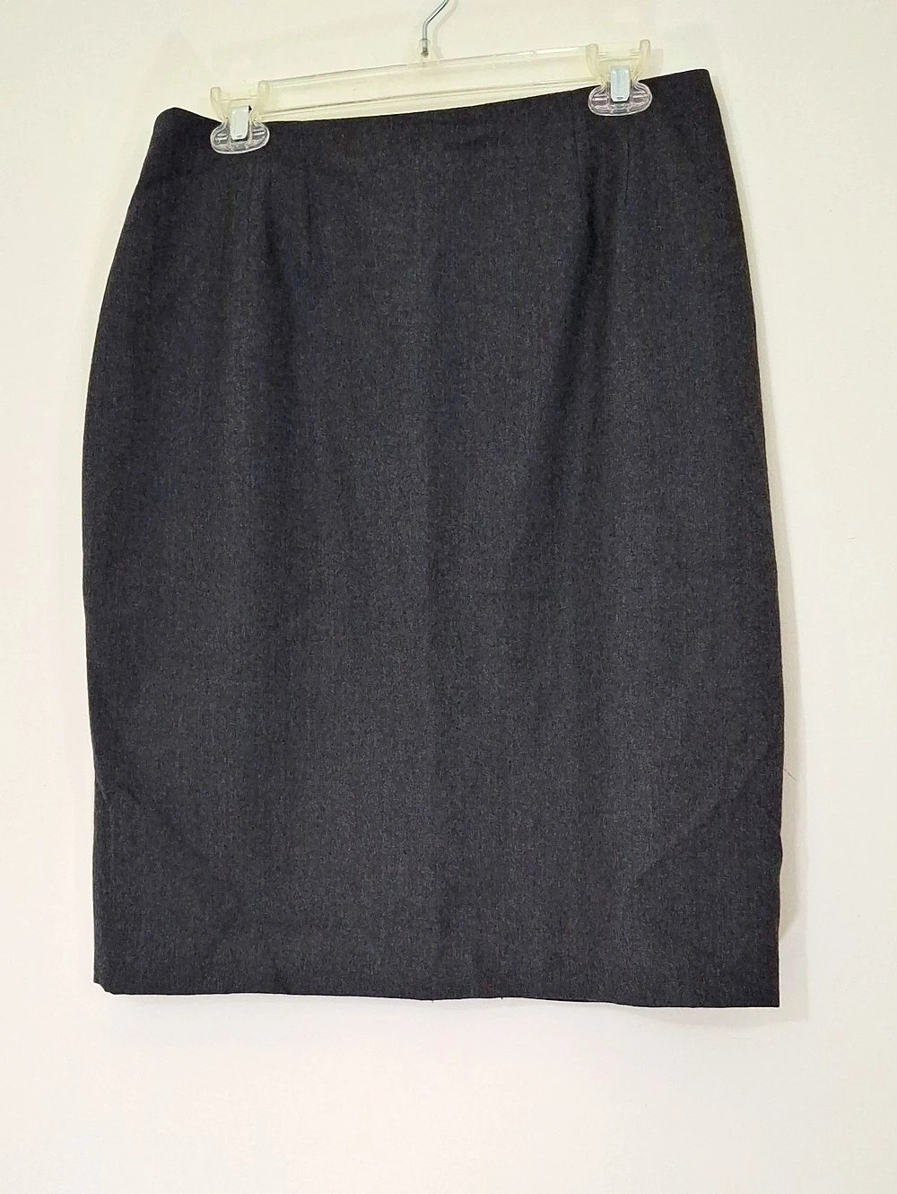 Valerie Stevens Wool Midi Pencil Skirt in Gray, Size 12